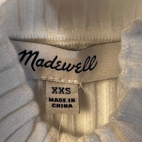 Madewell Tank Sweater White Knit Ribbed  Sleeveless Mock Neck Sleeveless Top XXS - Picture 9 of 13